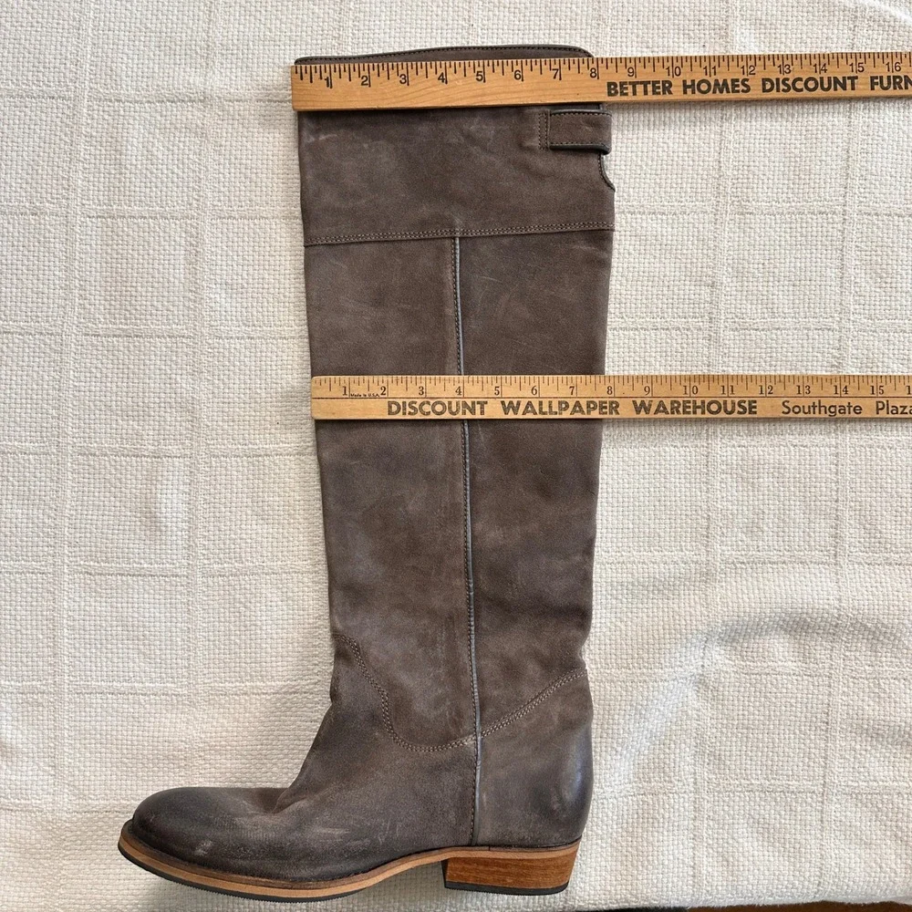 BRONX Tremble Tall Leather Boots 41 US 10 Taupe Over Knee Equestrian Minimalist